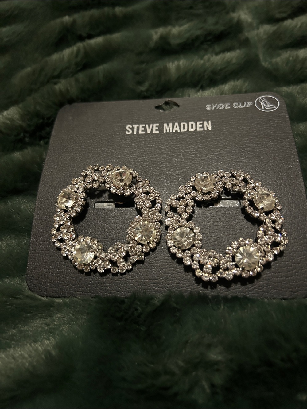 Steve Madden Silver Crystal Shoe Clips